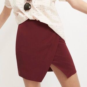 Madewell Silk Parkway Skirt in Burgundy